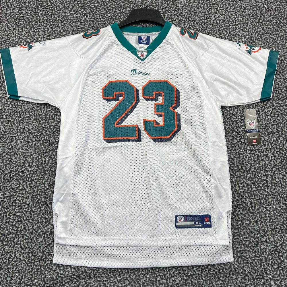 Miami Dolphins Brown #23 Jersey Shirt Youth XL White Reebok Short Sleeve New